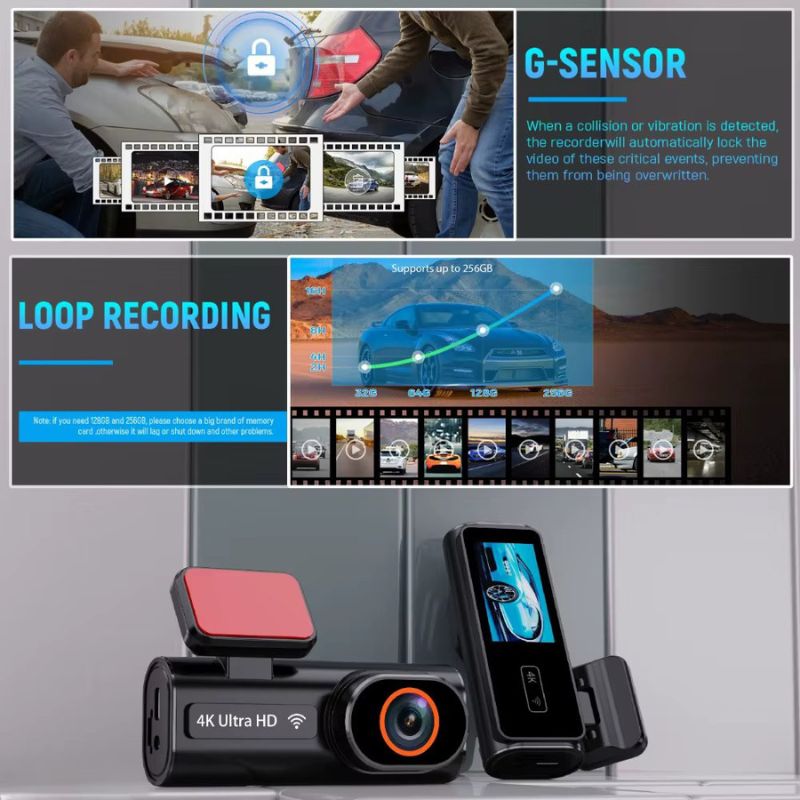 Chase 4K Dash Cam Front and Rear Set 2160P